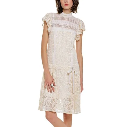 Anna Sui Victorian Lace Combo Drop Waist Dress