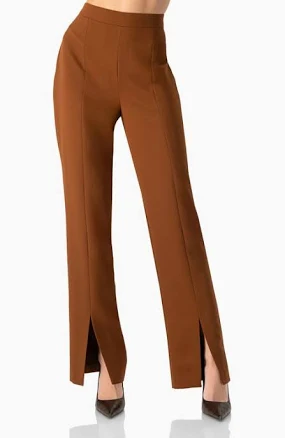 IVONNE Women's Straight-Leg Trousers with Leg Slits