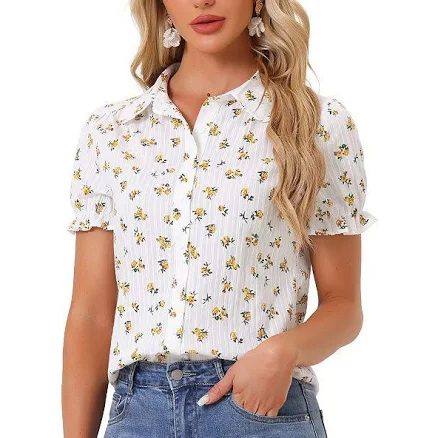 Floral Printed Cotton Short Sleeve Shirt