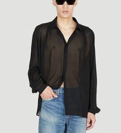 Saint Laurent Mens Silk Sheer Transparent Shirt. 42/16.5 $1290
