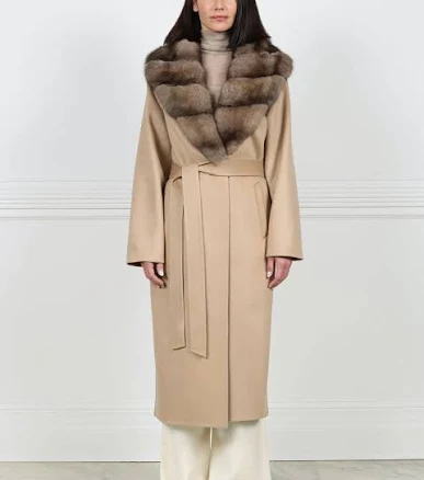 Pologeorgis Double Face Cashmere Coat with Sable Collar