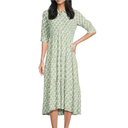 A Loves A Floral Print Woven Midi Shirt Dress