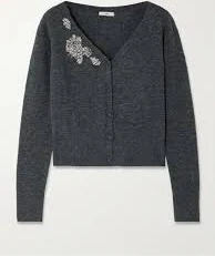 Erdem Women's Long-Sleeved Knitted Cardigan with Crystal Embellishments