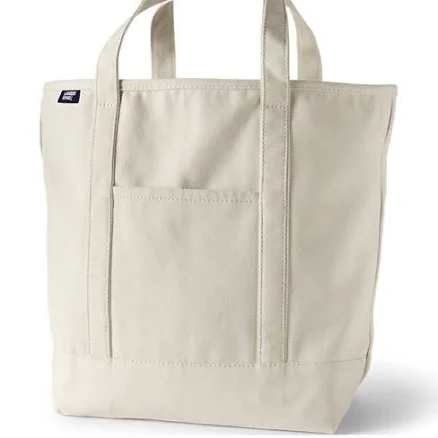 Lands' End Large Natural Open Top Canvas Tote Bag