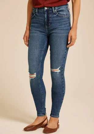 maurices Women's Edgely High Rise Ripped Cheeky Super Skinny Jeans