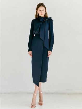 Raina Round Neck Scarf Wrap Dress