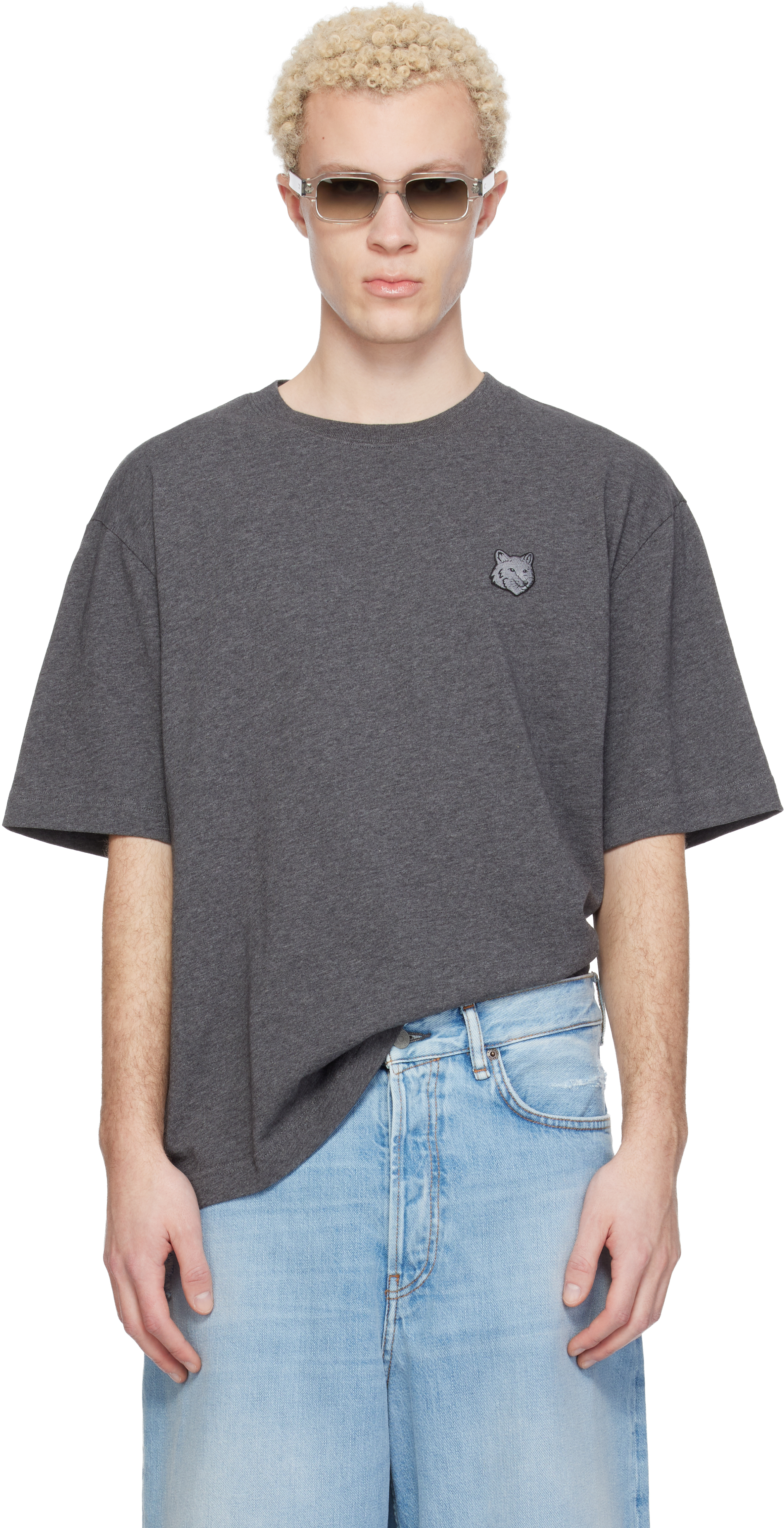 Gray Fox Head Oversize T-shirt