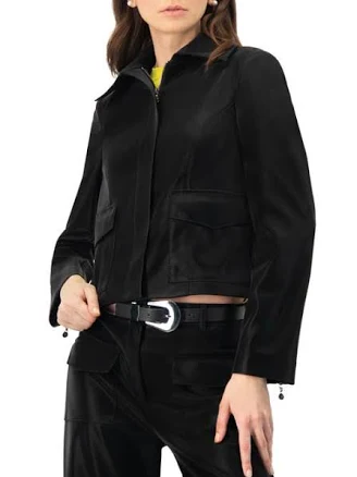 IVONNE Women's High Shine Biker Jacket