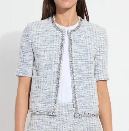 Light Blue Chain Tweed Jacket M