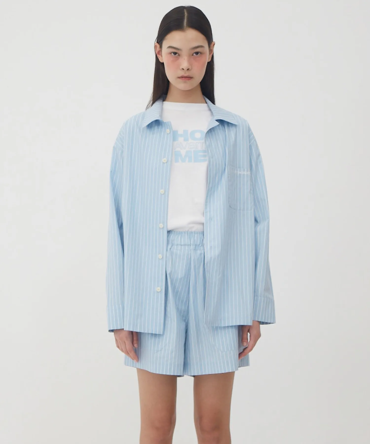 Cotton Pajama Set Blue Stripe