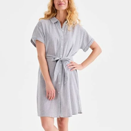 Style & Co. Women's Striped Short-Sleeve Shirt-dress