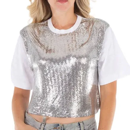 Paco Rabanne Women's Rabanne Metallic Mesh T-Shirt