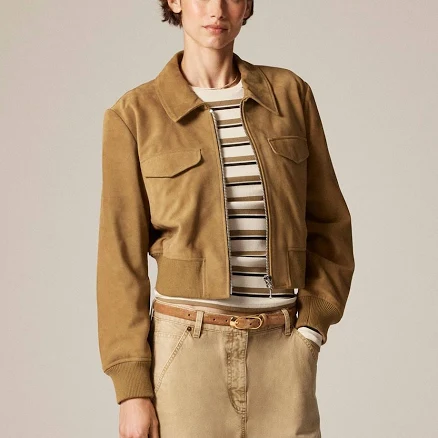 J.Crew Women's Cropped Suede Flight Jacket