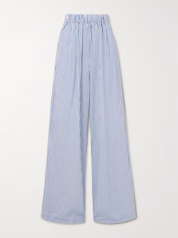 Striped Twill Wide-leg Pants