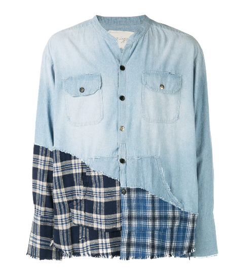 Contrast Panel Denim Shirt
