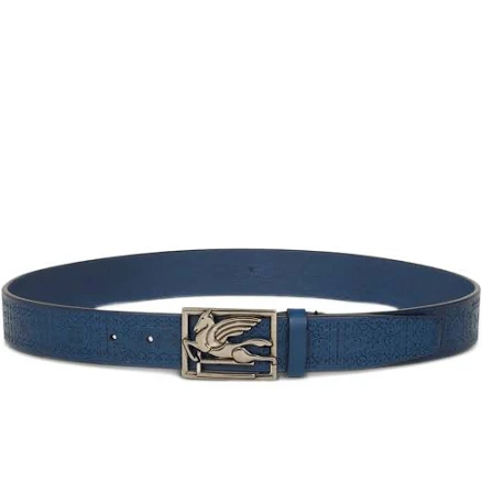Etro Etched Leather Belt With Pegaso Buckle