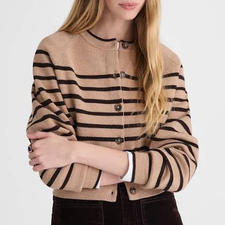 Madewell Women's Raglan-Sleeve Cropped Merino Wool Cardigan