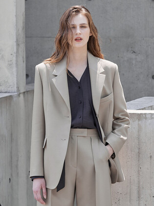 Wool Silk Tailored Single Jacket