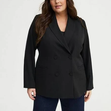 Women's Torrid Relaxed Double-Breasted Crepe Blazer