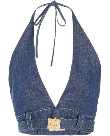 Miu Miu Embellished Denim Bralette
