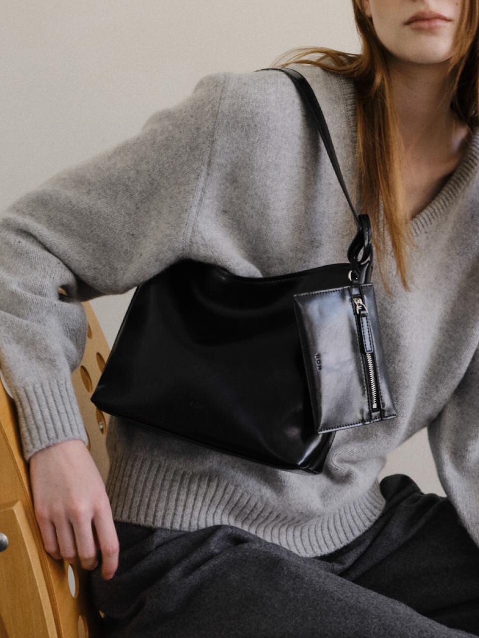 Mini Pulpy Hobo Bag Wrinkled Black