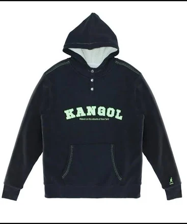 Kangol Workwear Sherpa Lined Waffle Hoodie Black Size L