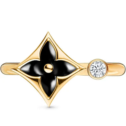 Louis Vuitton Color Blossom Mini Star Gold Ring with Onyx and Diamond