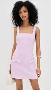 Square Neck Tweed Mini Dress