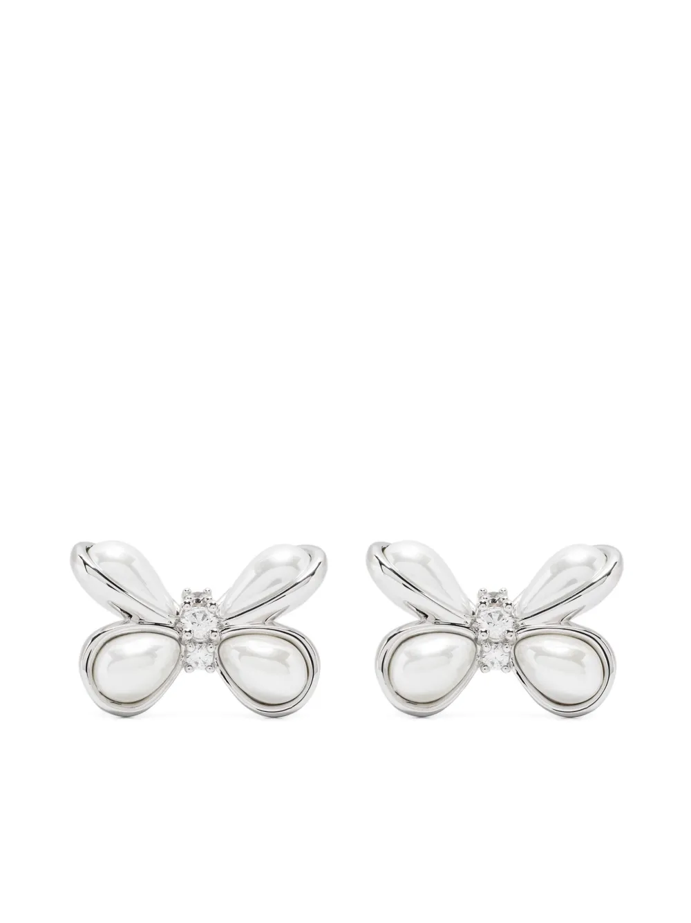 YVMIN Edition Butterfly Flower Faux-Pearl Stud Earrings