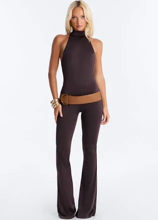 Fashion Nova Willow Belted Backless Flare Jumpsuit