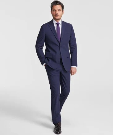 DKNY Men's Modern-Fit Nested Plaid Suit