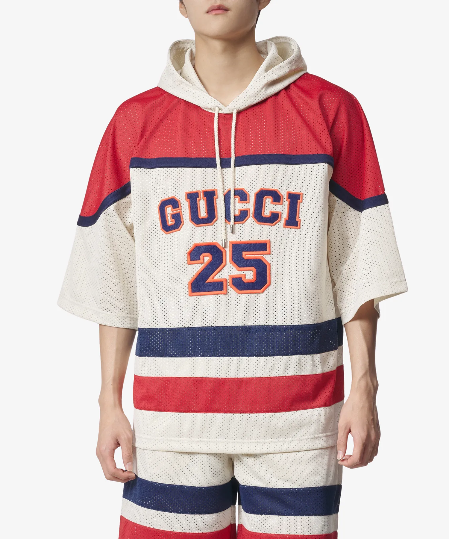 Mesh Fabric Patch Hoodie - Off White / 741497XJFFK9212