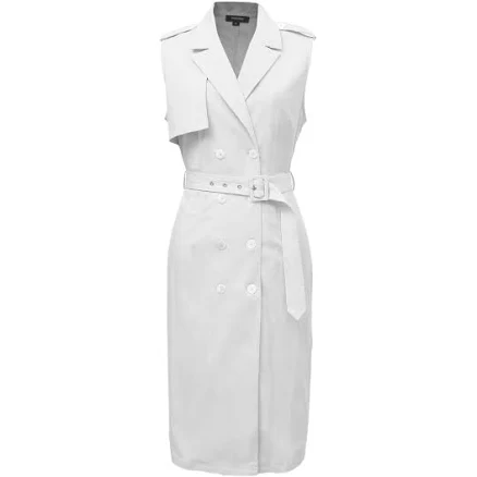 Smart And Joy Double-Breasted Sleeveless Trench Dress