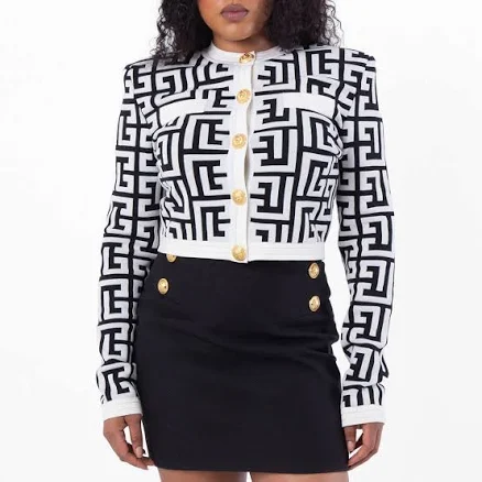 Balmain Women's, Monogram wool-blend cropped jacket,