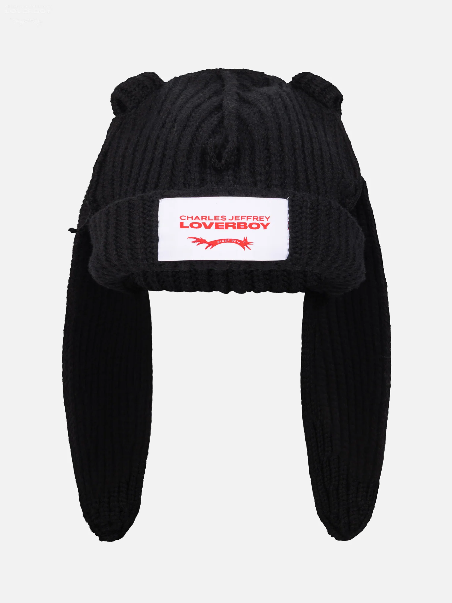 Black Chunky Rabbit Beanie