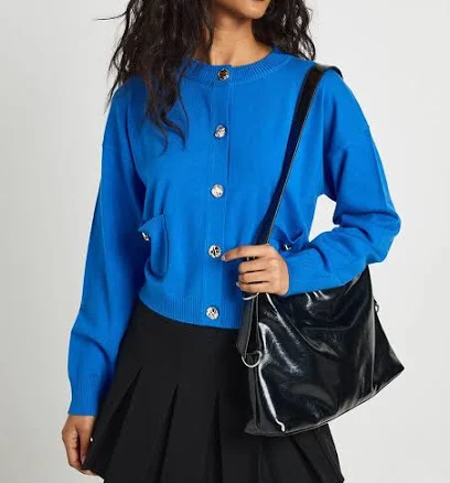 Boohoo Women's Rib Knit Button Cardigan