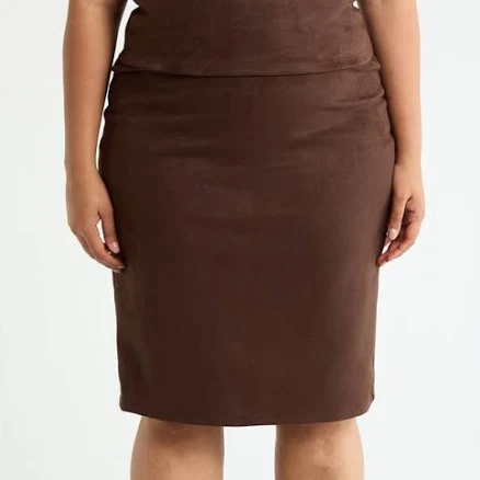 Renee C Faux Suede Pencil Skirt