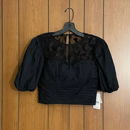 Amur Bubble-sleeve Cropped Blouse Size 2