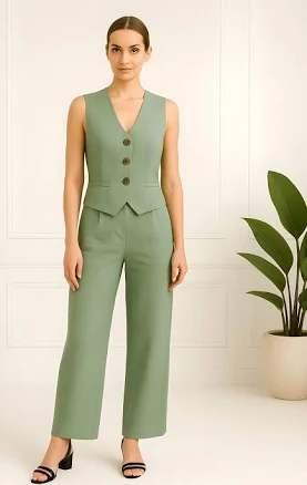 Women's Trendy Linen Vest and Pant Set