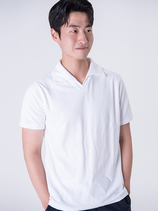 Cream Terry Open Collar Shirt