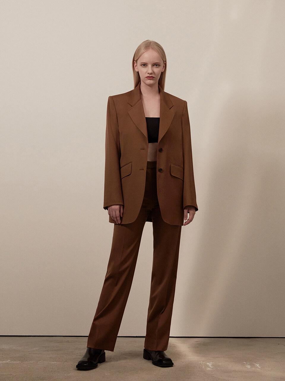 Overfit two button jacket 005 Brown