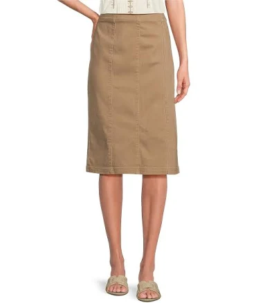 Intro Nia Denim Tummy Control Waist Pull-On Pencil Skirt