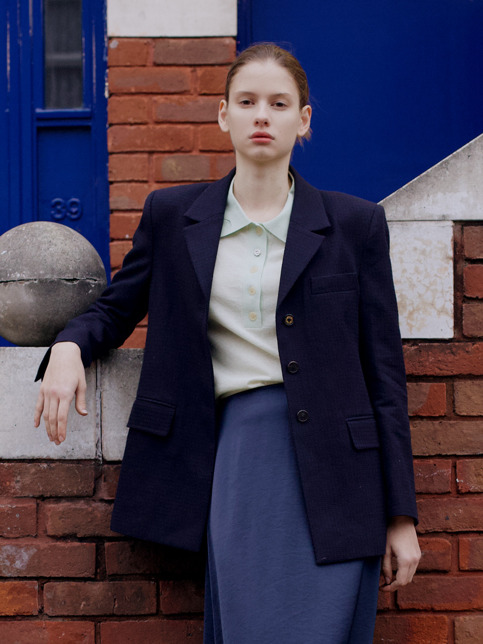 Tweed Single Jacket Navy