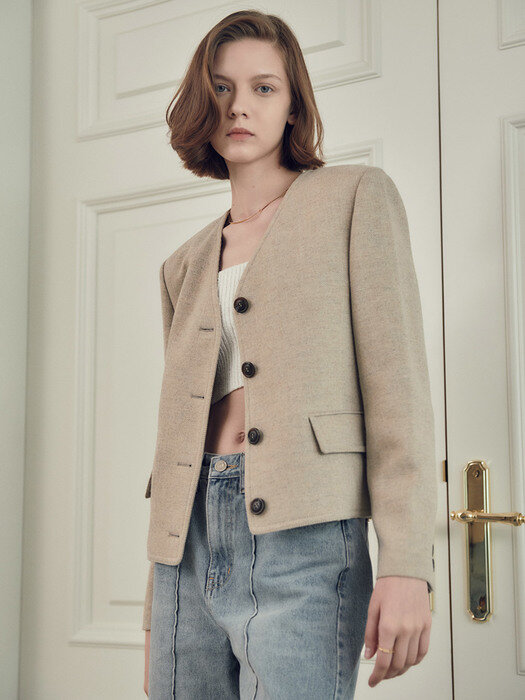 Collarless Cropped Blazer