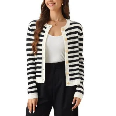 Inspire CHIC Women's Striped Open Front Button Up Cardigan