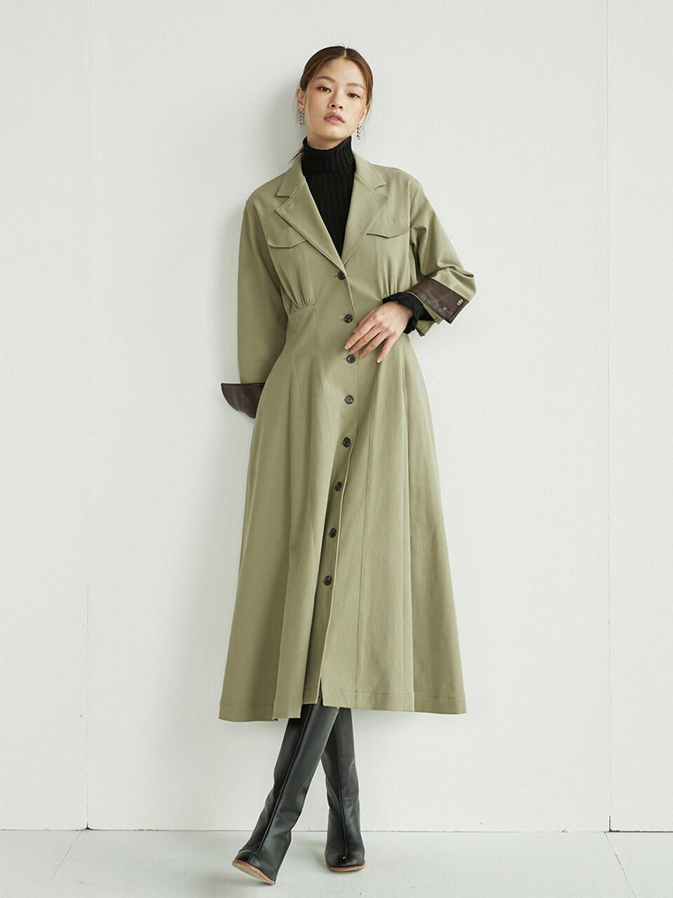Waist Tuck Shirt Dress_Pale Olive