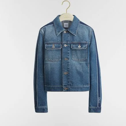 Women DIOR Cropped Jacket Blue Stonewashed Cotton Denim