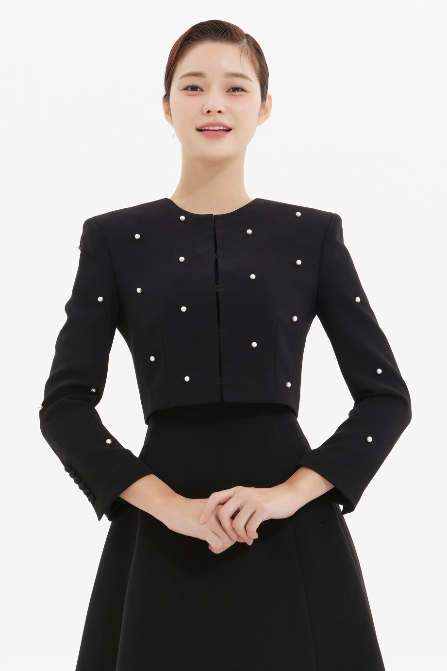 Crepe Pearl Crop Jacket