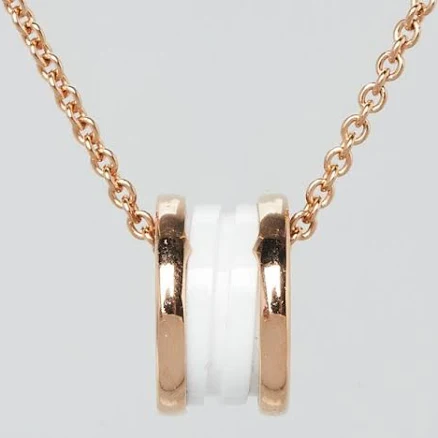 18k Rose Gold and White Ceramic B.Zero1 Pendant Necklace