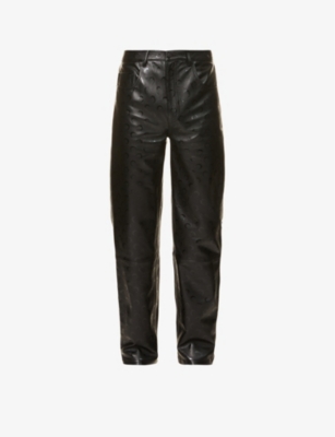 MARINE SERRE - Moon-print straight leather trousers